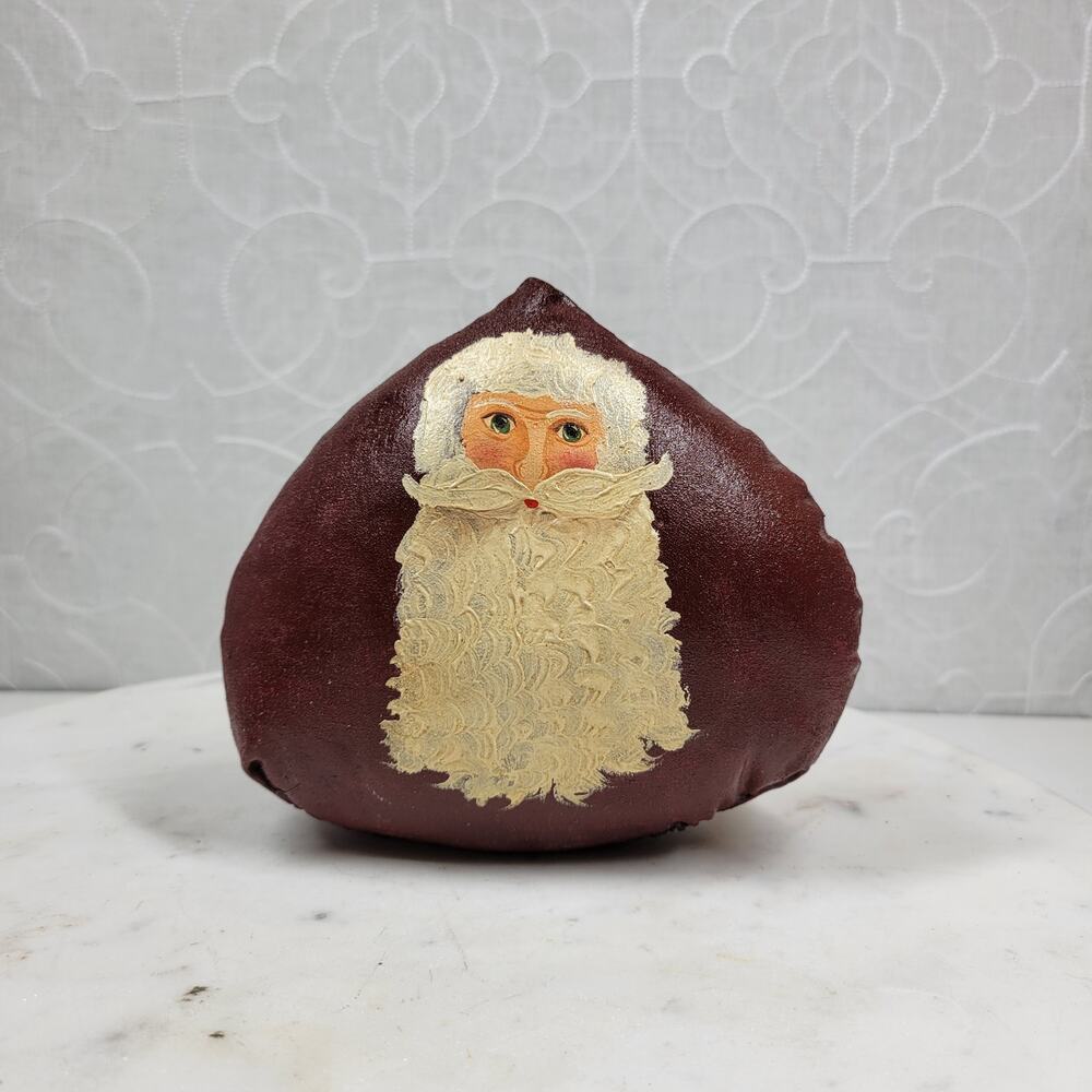 VINTAGE Santa Claus Plush 3" Red Hand Made Stuffed Christmas Decor Signed 1994